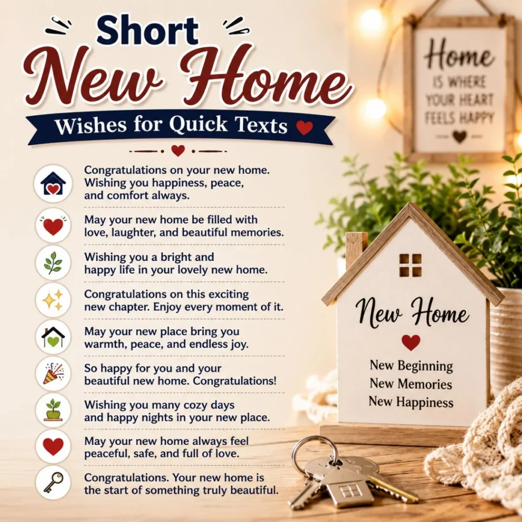 Short New Home Wishes for Quick Texts