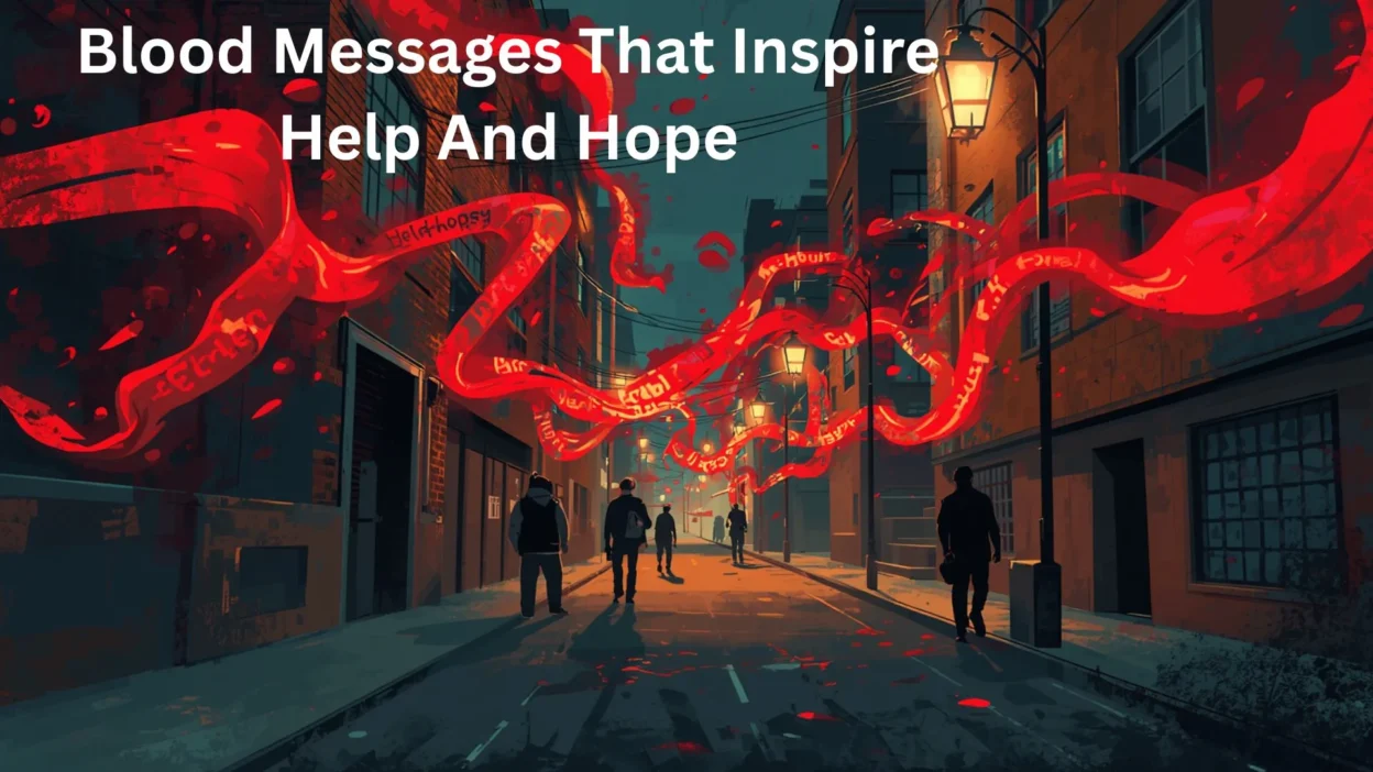 Blood donation poster with red blood drop, helping hands, and message inspiring hope and life