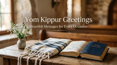 Yom Kippur greetings with heartfelt messages for peace, reflection, forgiveness, and renewal