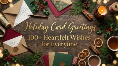 Holiday card greetings with warm wishes for family and friends